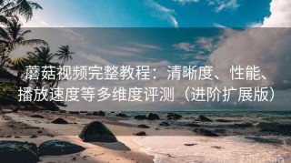 蘑菇视频完整教程：清晰度、性能、播放速度等多维度评测（进阶扩展版）