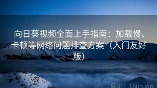 向日葵视频全面上手指南：加载慢、卡顿等网络问题排查方案（入门友好版）