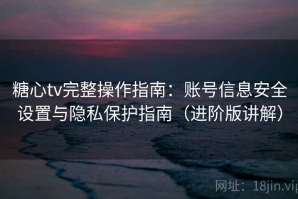 糖心tv完整操作指南：账号信息安全设置与隐私保护指南（进阶版讲解）