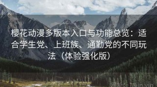 樱花动漫多版本入口与功能总览：适合学生党、上班族、通勤党的不同玩法（体验强化版）