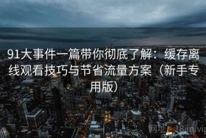 91大事件一篇带你彻底了解：缓存离线观看技巧与节省流量方案（新手专用版）